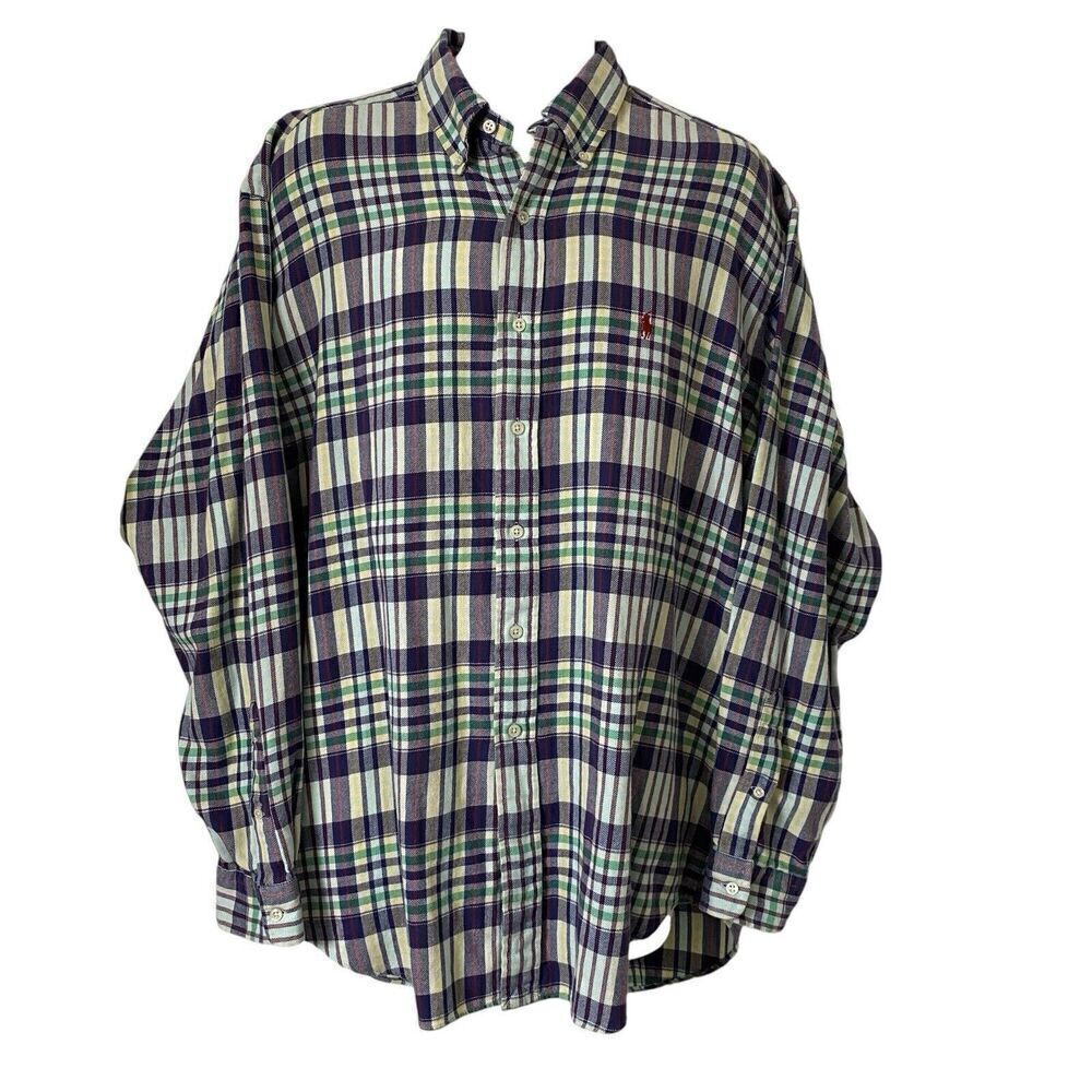 Polo Ralph Lauren Shirt Men's Extra Large Blake Flannel Plaid Pony Casual